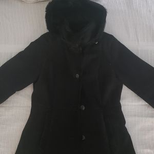 Danier black ladies mid length suede coat - Med